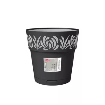 STEFANPLAST Gaia Flower Pot with Tray Ø25x25cm Black