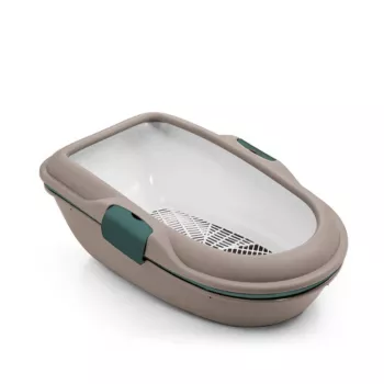 STEFANPLAST macskaalom-tálca Furba Chic 59x39x22 cm világosszürke/zöld