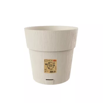 STEFANPLAST Ethica kerek virágcserép alátéttel, fehér, 25 cm átmérő, 25 cm magasság, 12,3 L, UV- és fagyálló polipropilén, beltéri/kültéri