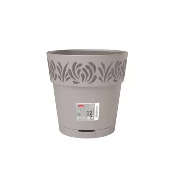 STEFANPLAST Gaia virágcserép alátéttel Ø25x25 cm világosszürke