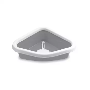 STEFANPLAST Sprint sarok macskaalom-tálca 56x40x14 cm fehér/szürke