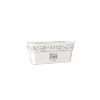 STEFANPLAST virágláda alátéttel Gaia 30x13x12 cm fehér