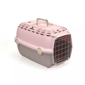 STEFANPLAST Horizon 1 szállítóbox fémajtóval 48x32x30cm rózsaszín/szürke