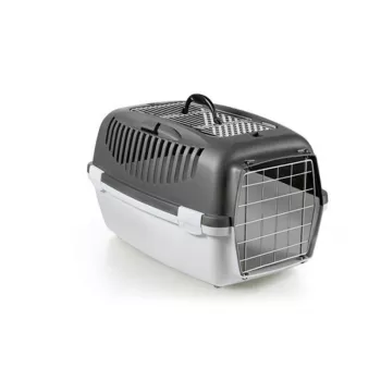 STEFANPLAST Gulliver 3 Top Free szállítóbox fémajtóval 61x40x38cm sötétszürke/világosszürke