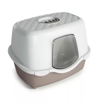 STEFANPLAST Tres Chic Indoor Filter macskatoalett, 56x39x39 cm, fehér/világosszürke