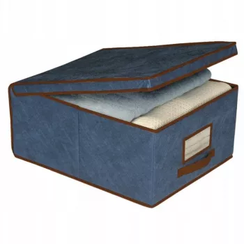 ORDINETT összecsukható textil tárolódoboz 50 x 40 x 25 cm kék