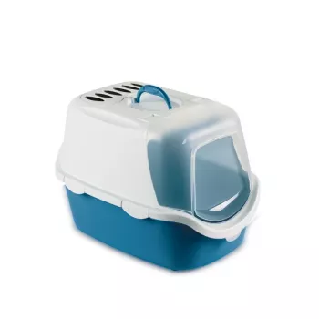 STEFANPLAST Cathy Easy Clean fedeles macskatoalett 56x40x40 cm fehér/kék