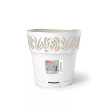 STEFANPLAST Gaia virágcserép alátéttel, Ø25x25 cm, fehér
