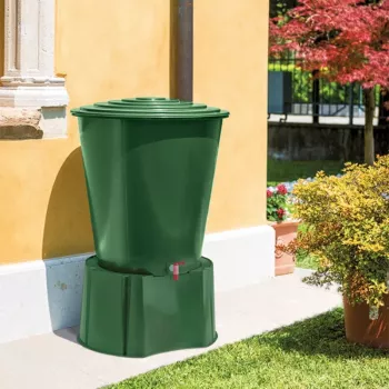 STEFANPLAST esővízhordó 210L fedéllel és csappal Ø76,5x84cm zöld