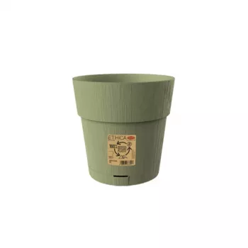 STEFANPLAST Ethica virágcserép alátéttel, 20 cm, zöld