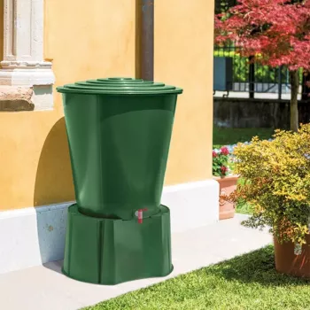 STEFANPLAST esővízgyűjtő hordó 310L fedéllel és csappal, zöld, Ø80x97cm