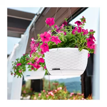 STEFANPLAST Natural függő virágcserép Ø30x14,5cm fehér