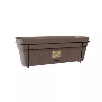 STEFANPLAST erkélykészlet automatikus öntözőrendszerrel és fémtartóval 50x18x17cm barna