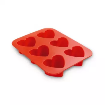 GUARDINI Hearts 6 üreges szilikon sütőforma, négyszögletes, fehér
