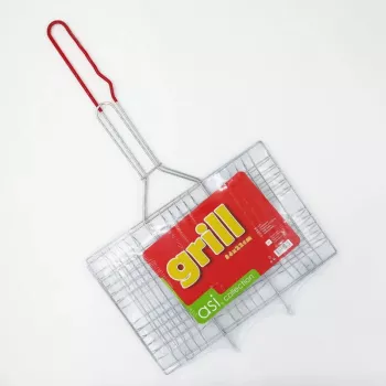 ASI COLLECTION grillezőrács 34x22cm krómozott acél fa fogantyúkkal