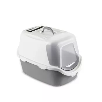 STEFANPLAST Cathy Easy Clean fedeles macskatoalett 56x40x40 cm fehér/szürke