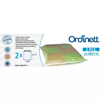 ORDINETT műanyag takarózsák 2 db 80x110 cm vákuumos tárolózsák dupla cipzárral és univerzális szeleppel