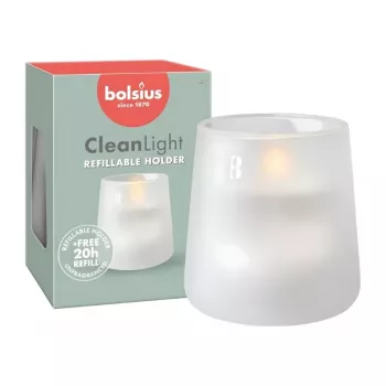 BOLSIUS Clean Light illatgyertya üvegben Ø95x85mm, illatmentes