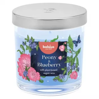 Bolsius Aromatic üveg illatgyertya Floral Fusion bazsarózsa és áfonya Ø80x72mm