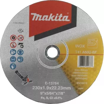 Makita E-13764 vágótárcsa 230 mm, 22,23 mm furat, 1,9 mm vastagság, fémhez és rozsdamentes acélhoz