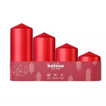 BOLSIUS hengergyertya 4 db Ø120, 100, 80, 60x48mm, piros