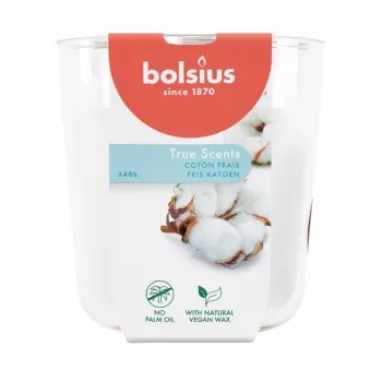 Bolsius True Scents illatgyertya üvegben, Fresh Cotton, Ø97x85 mm
