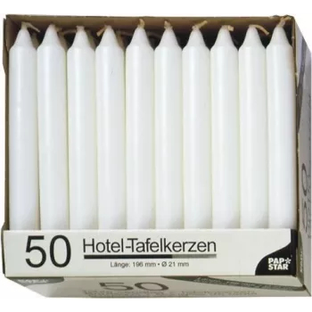PAPSTAR gyertya fehér 196 mm magasság 22 mm átmérő, 100 darab, paraffin, 7 h égési idő