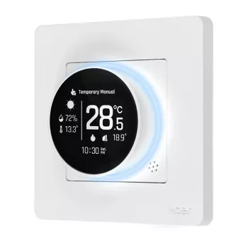 MOES ZHT-SR-GB-WH-MS ZigBee okos termosztát elektromos fűtéshez, fehér
