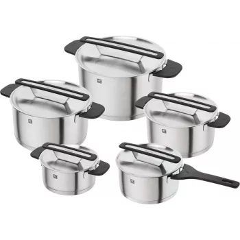 ZWILLING MORE 5 részes rozsdamentes acél edénykészlet üvegfedőkkel, indukciós
