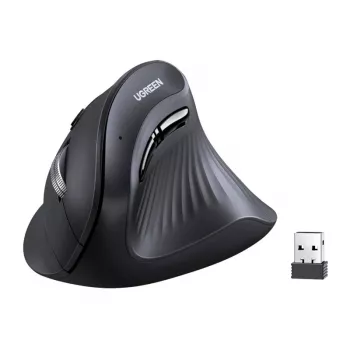 UGREEN MU008 vezeték nélküli vertikális optikai egér, 2.4G + Bluetooth 5.0, fekete