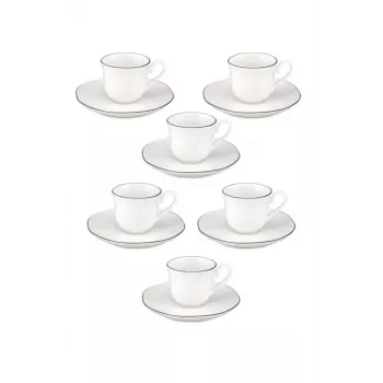 LA PORCELLANA BIANCA Teresa espresszóscsésze-készlet csészealjakkal, 90 ml, porcelán, fehér, 12 részes