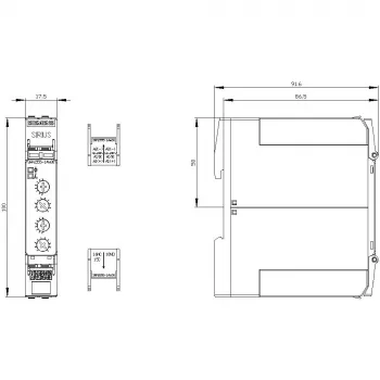 Siemens 3RP25551AW30 aszimmetrikus villogó időrelé, 24-240 V AC/DC, 2 CO, 0,05 s - 100 h, DIN-sín