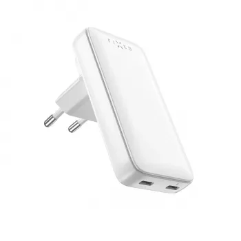 Fixed Slim Traveller 2xUSB-C utazási töltő világadapterekkel, GaN, 45W – fehér