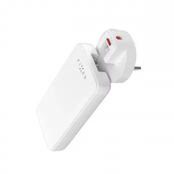 Fixed Slim Traveller 2xUSB-C utazási töltő világadapterekkel, GaN, 45W – fehér