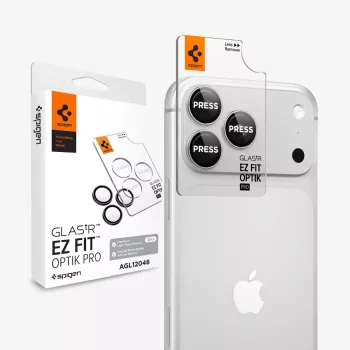 Spigen Optik Pro GLAS.tR EZ FIT kamerlencse-védőüveg 2 darabos csomag iPhone 18 Pro / 18 Pro Max készülékhez - ezüst