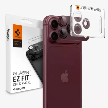Spigen Optik Pro XL GLAS.TR EZ Fit kamerlencse-védő iPhone 18 Pro készülékhez – Dark Cherry