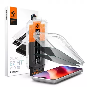 Spigen Glas.tR EZ Fit Pro HD Anti-Spy edzettüveg kijelzővédő fólia iPhone 18 Pro készülékhez (2 darabos csomag)