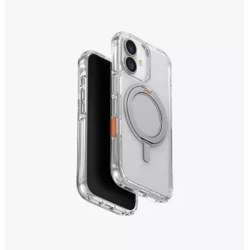 UNIQ Swivix tok iPhone 17 készülékhez, 360°-ban forgatható kitámasztóval, átlátszó