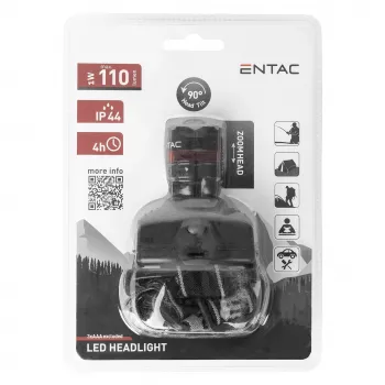 ENTAC EHL-ZOOM-1W-PL Zoom 1W LED fejlámpa, fekete