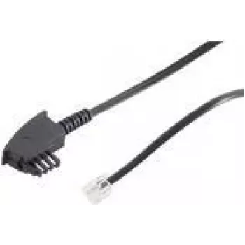 ShiverPeaks 70093-KOMSA - 3 m - TAE-F - RJ-11 - fekete - dugó/dugó - kerek telefonkábel