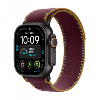 Apple Watch Ultra 4 GPS + Cellular 49 mm titánház fekete Trail Loop bordó szíjjal – S/M