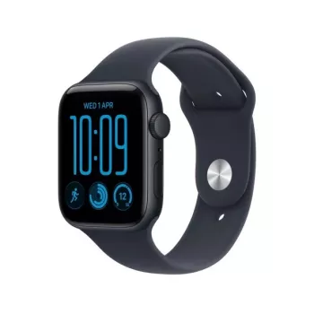 Apple Watch SE 3 GPS 44 mm alumíniumház éjfekete színben kék sport szíjjal – M/L