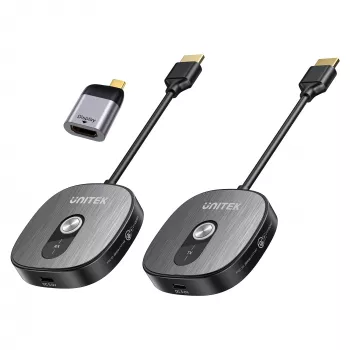 Unitek vezeték nélküli HDMI vevő 4K@30Hz adóval és USB-C - HDMI adapter készlettel