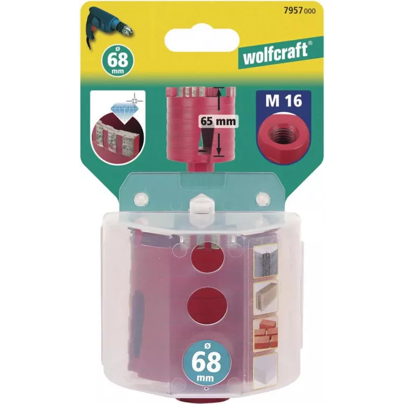 Wolfcraft 7957000 gyémántbevonatú üregfúró, 68 mm