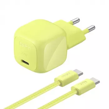 Belkin BOOST Charge USB-C/USB-C 30W PD töltő PPS-sel, Citrus + 2 m USB-C kábel (WCA008KQ2MGR-B6)