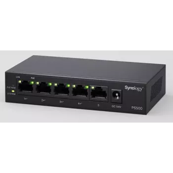 Synology PS500 PoE switch, 5x GE port, 4x GE PoE+, 60 W