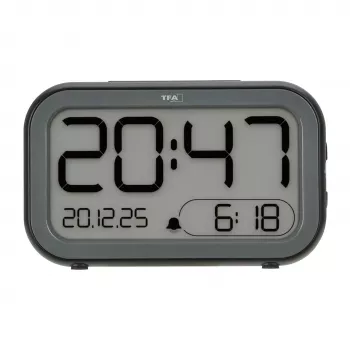 TFA Dostmann Bingo Hybrid digitális ébresztőóra, LCD/LED kijelző, fekete/antracit, 60.2048.01