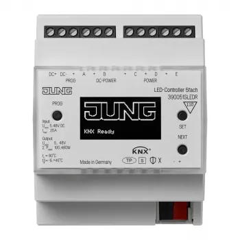 Jung KNX Secure LED-vezérlő 5 csatornás, DC 5-48 V, DIN-sín