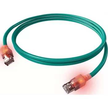 ZVK EasyLan Cat6a LED patchkábel RJ45, árnyékolt, 7,5 m, türkiz