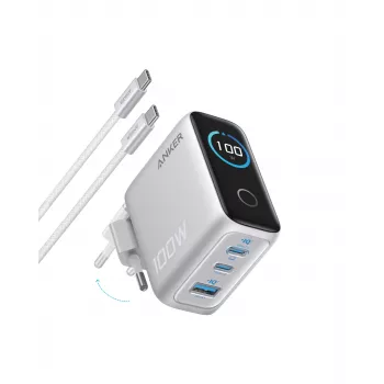 Anker töltő Display 2C1A 100W töltőadapter - ezüst (B121BG41)